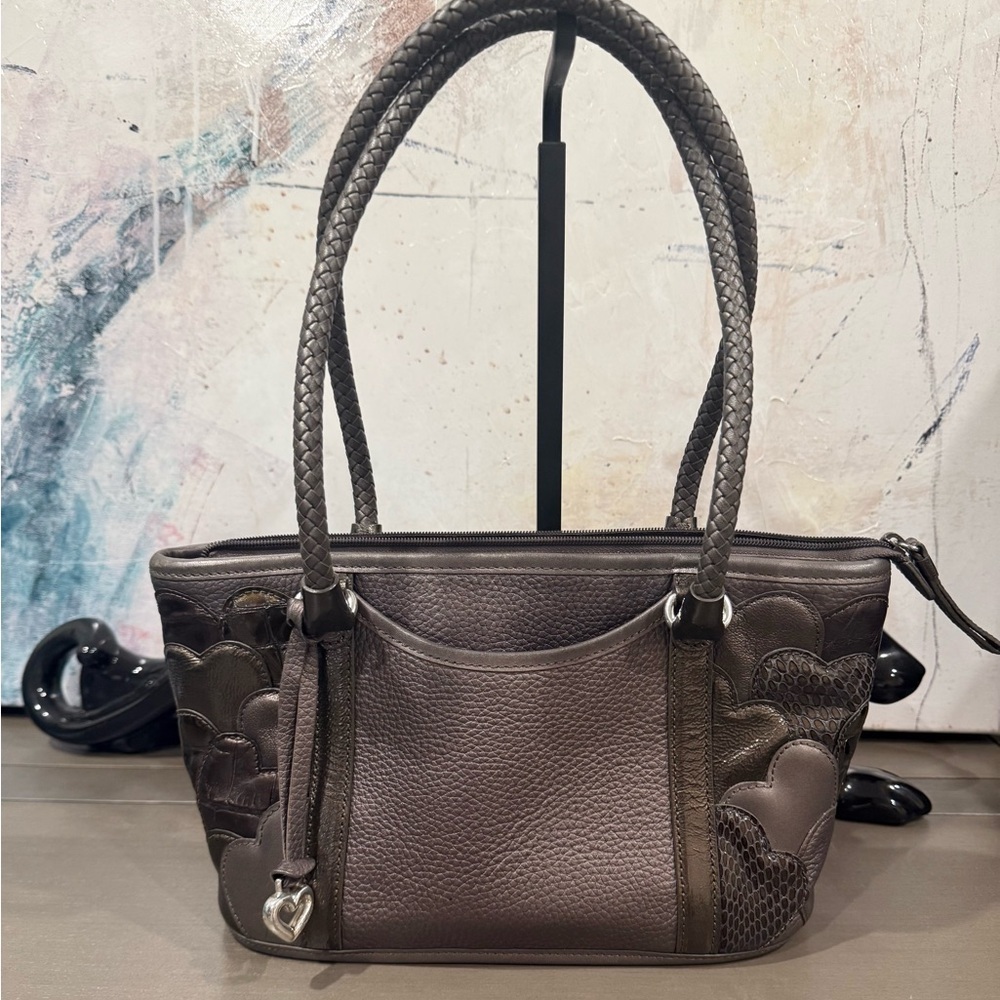 Brighton Taupe Satchel Shoulder Leather Purse HandBag Excellent Shape!